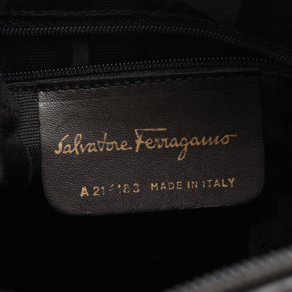 ヴァラ リザード型押し ショルダーバッグ レザー ブラック サルヴァトーレフェラガモ バッグ Salvatore Ferragamo