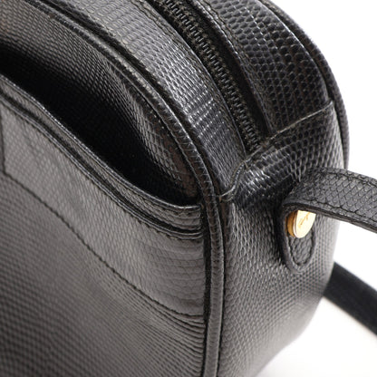 ヴァラ リザード型押し ショルダーバッグ レザー ブラック サルヴァトーレフェラガモ バッグ Salvatore Ferragamo