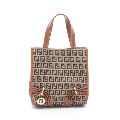 ズッキーノ ハンドバッグ キャンバス レザー ベージュ ブラウン フェンディ バッグ FENDI