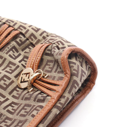 ズッキーノ ハンドバッグ キャンバス レザー ベージュ ブラウン フェンディ バッグ FENDI