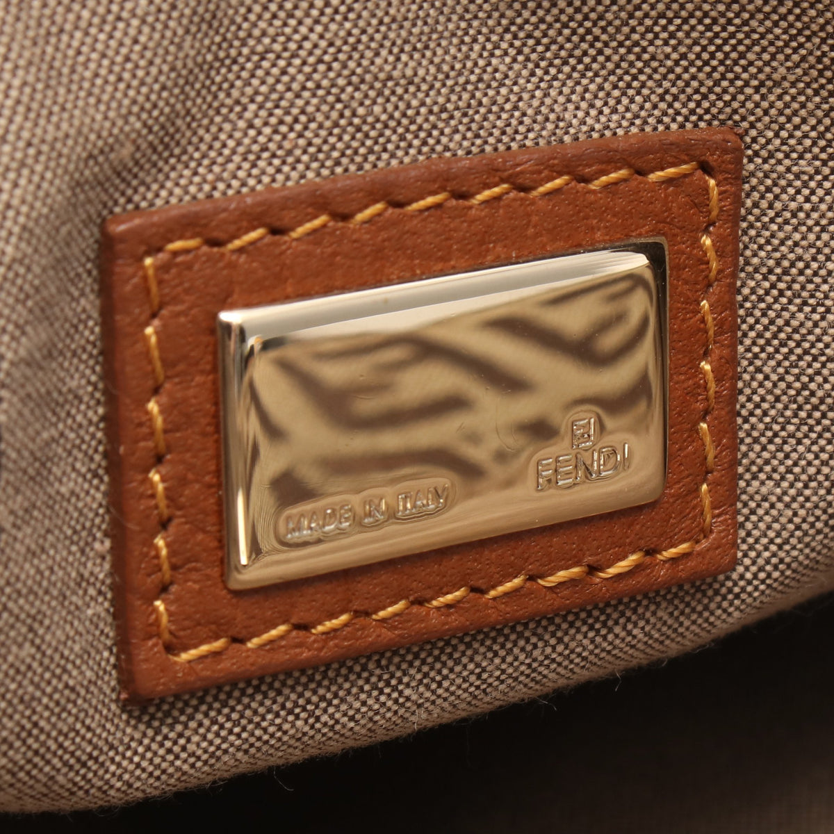 ズッキーノ ハンドバッグ キャンバス レザー ベージュ ブラウン フェンディ バッグ FENDI
