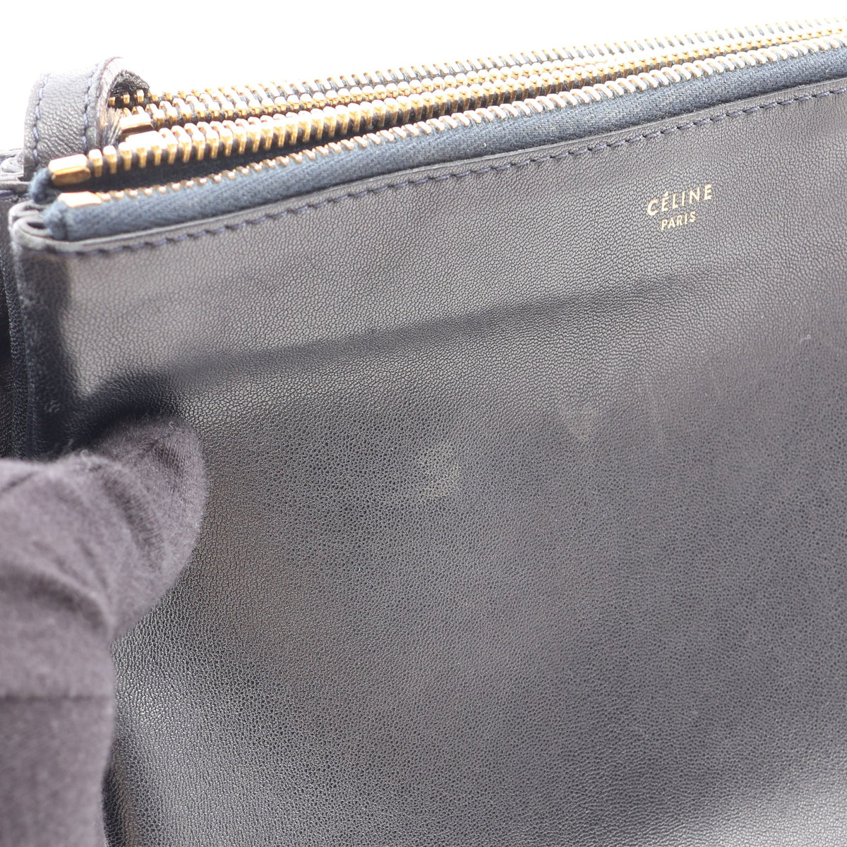 TRIO SMALL トリオ スモール ショルダーバッグ レザー ブラック セリーヌ バッグ CELINE