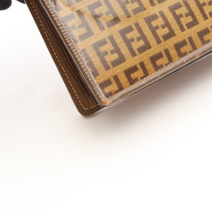ズッキーノ ショルダーバッグ コーティングキャンバス レザー ベージュ グレーブラウン フェンディ バッグ FENDI