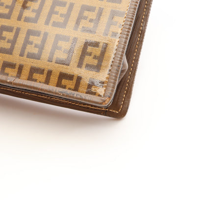 ズッキーノ ショルダーバッグ コーティングキャンバス レザー ベージュ グレーブラウン フェンディ バッグ FENDI