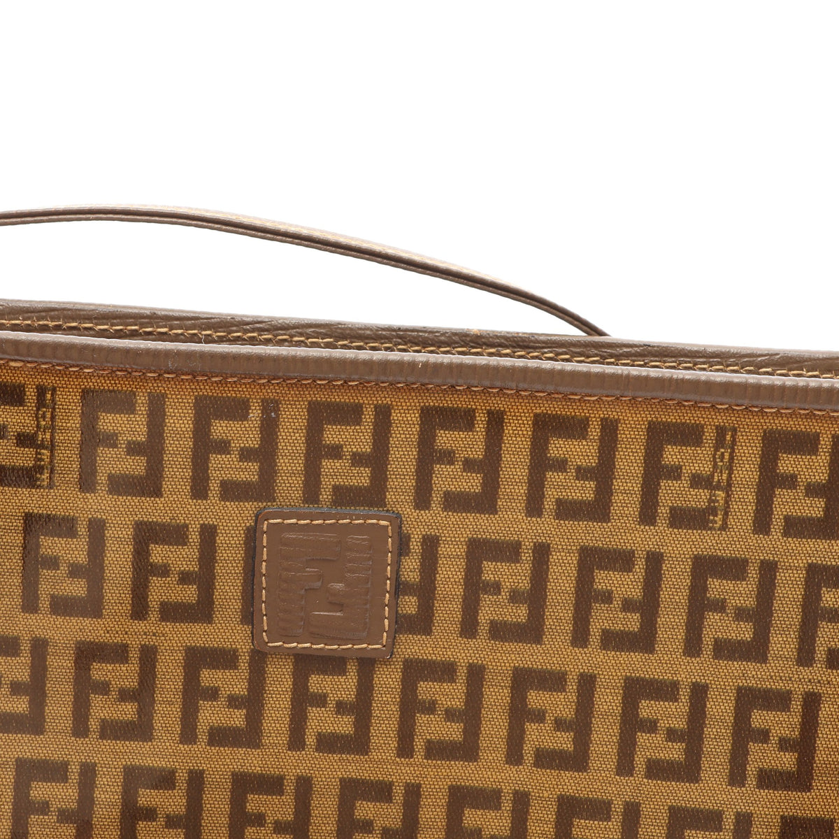 ズッキーノ ショルダーバッグ コーティングキャンバス レザー ベージュ グレーブラウン フェンディ バッグ FENDI