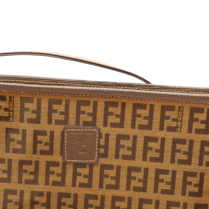 ズッキーノ ショルダーバッグ コーティングキャンバス レザー ベージュ グレーブラウン フェンディ バッグ FENDI