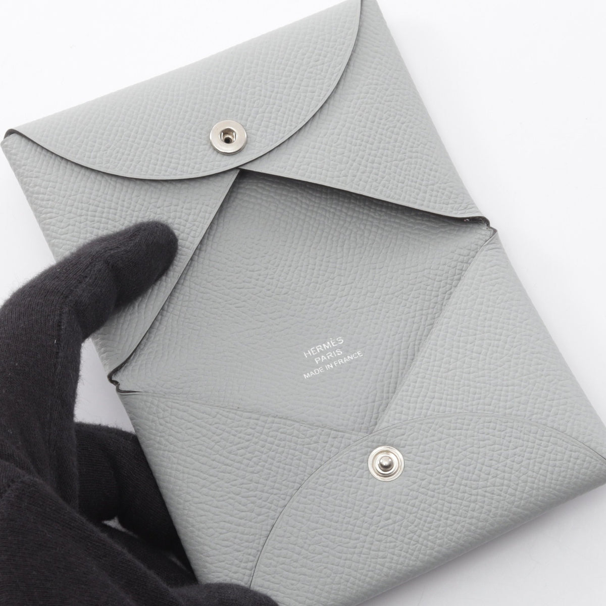 カルヴィ ブルーグラシエ コインケース ヴォーエプソン グレー シルバー金具 X刻印 エルメス