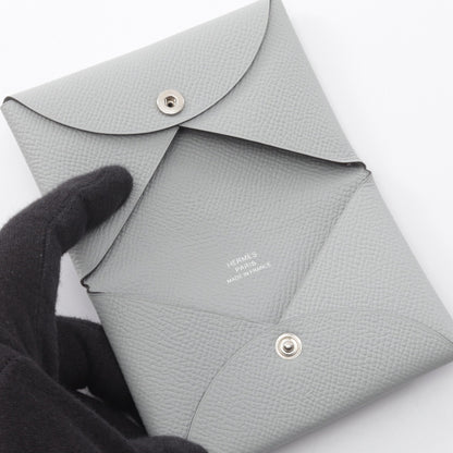 カルヴィ ブルーグラシエ コインケース ヴォーエプソン グレー シルバー金具 X刻印 エルメス