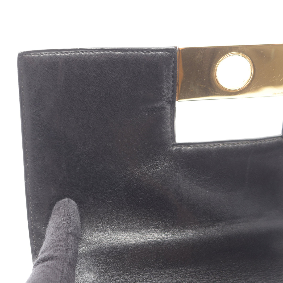 ヴィンテージ ショルダーバッグ クロコダイル ブラック ゴールド金具 エルメス