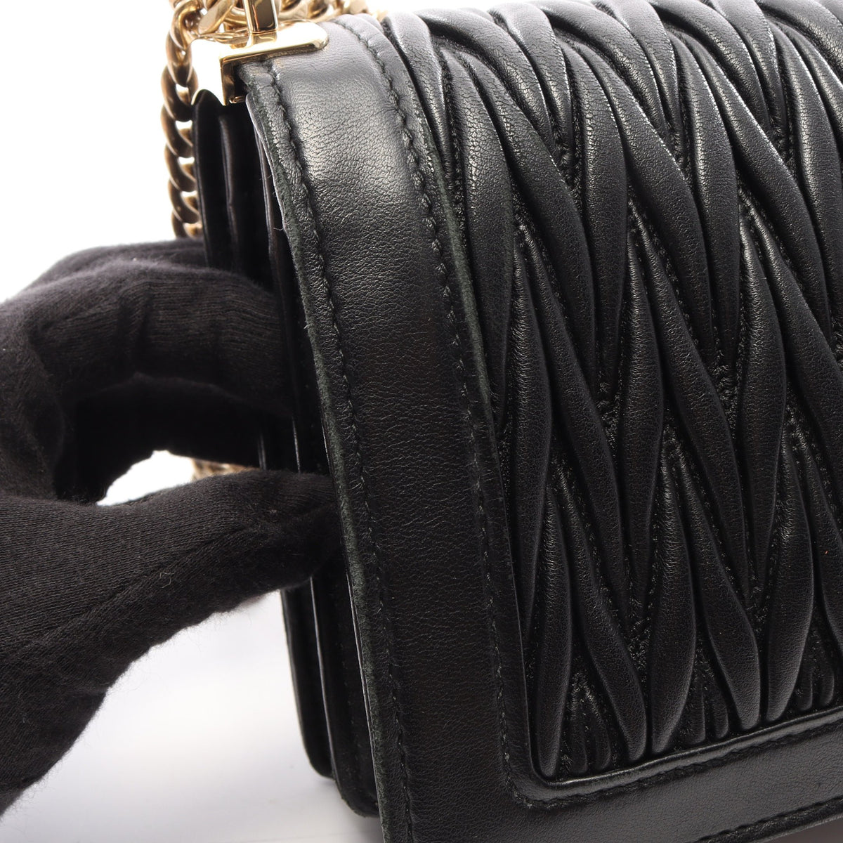 MATELASSE マテラッセ チェーンショルダーバッグ レザー ブラック ミュウミュウ バッグ miu miu