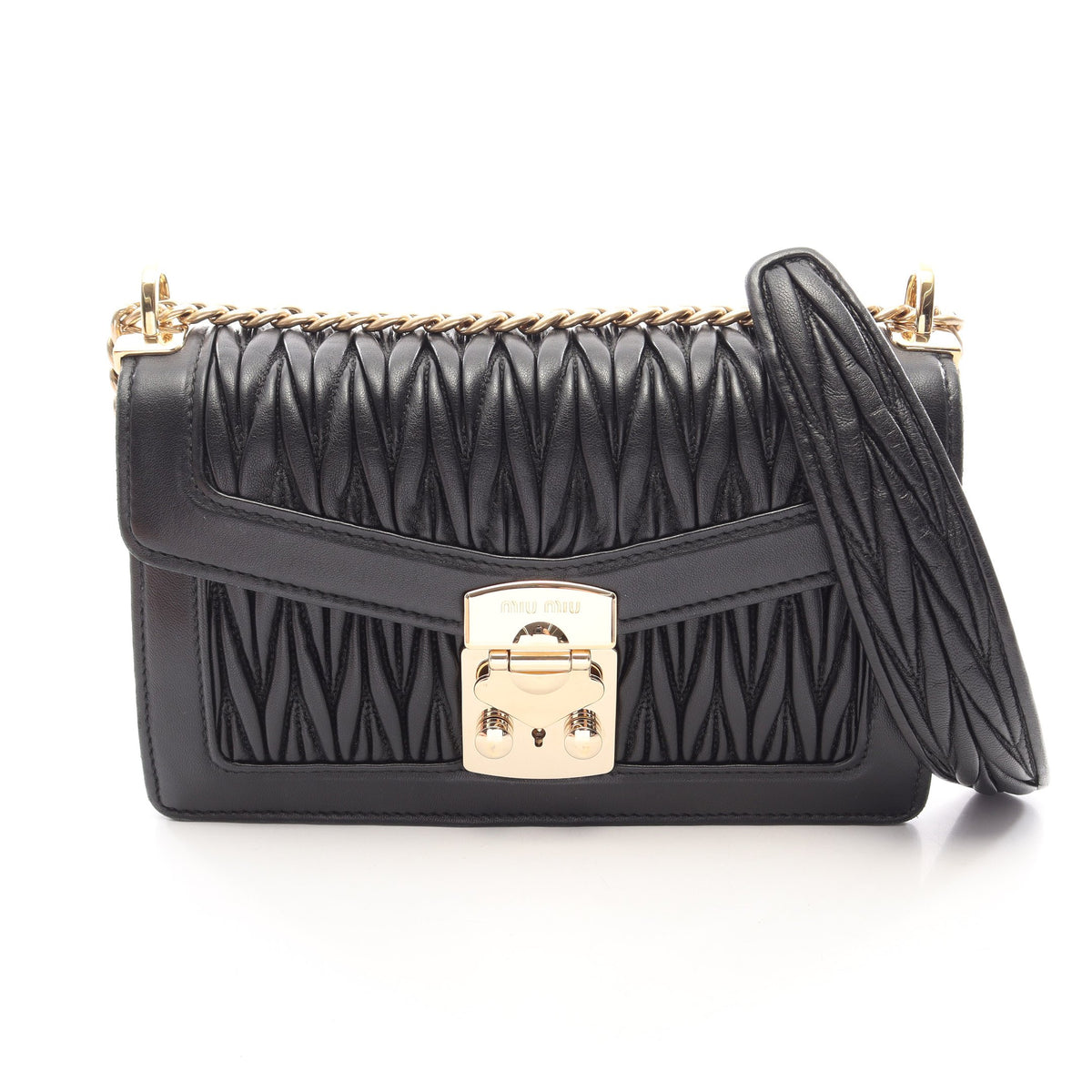 MATELASSE マテラッセ チェーンショルダーバッグ レザー ブラック ミュウミュウ バッグ miu miu