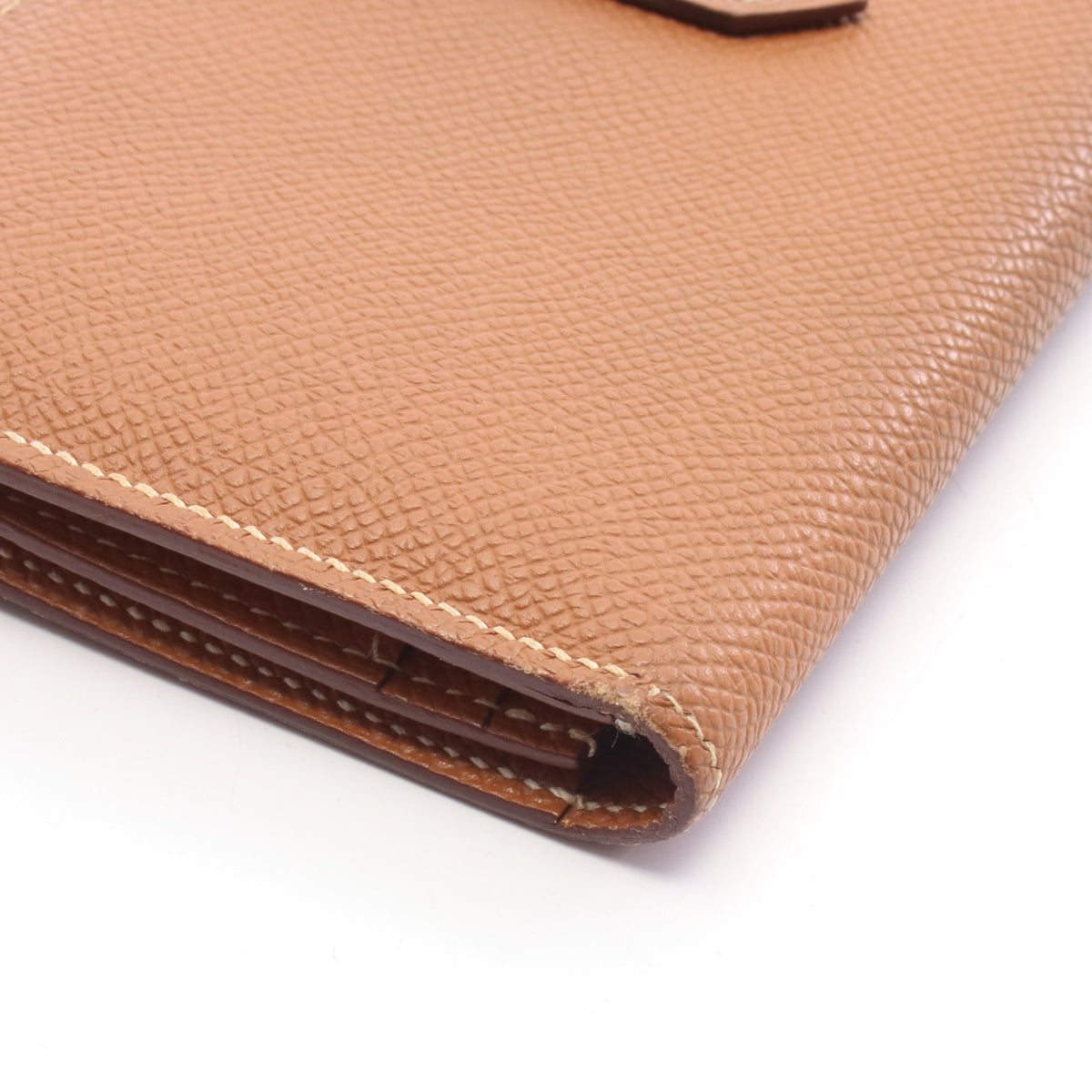 ベアンスフレ ゴールド 二つ折り長財布 ヴォーエプソン ブラウン シルバー金具 A刻印 エルメス 財布・小物 HERMES