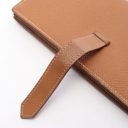 ベアンスフレ ゴールド 二つ折り長財布 ヴォーエプソン ブラウン シルバー金具 A刻印 エルメス 財布・小物 HERMES