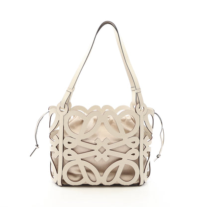 アナグラム カットアウト ショルダーバッグ トートバッグ レザー オフホワイト ロエベ バッグ LOEWE