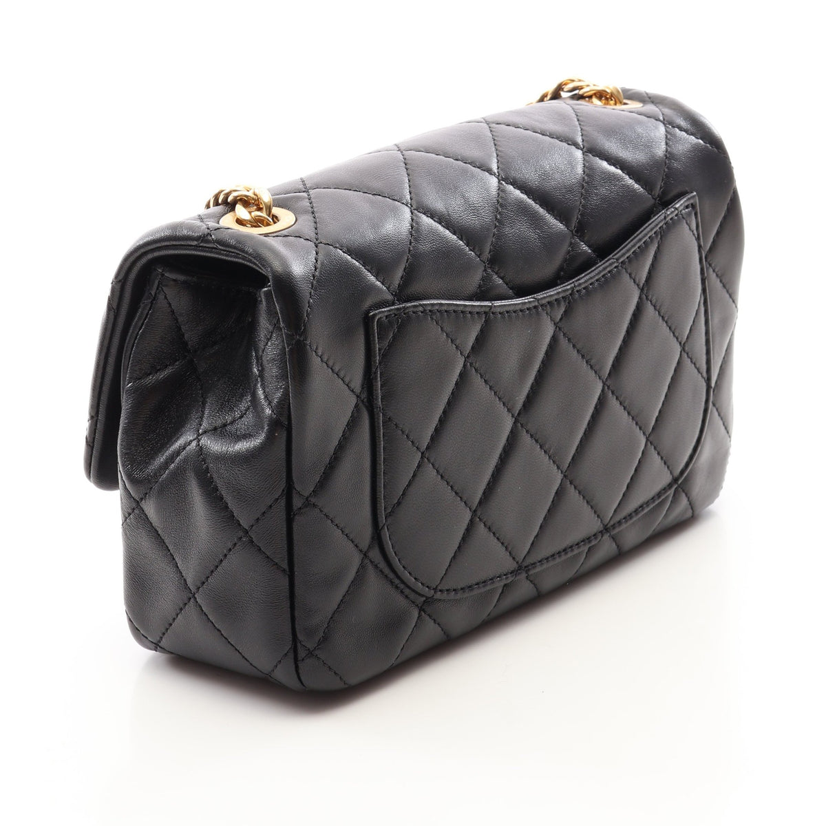 マトラッセ チェーンショルダーバッグ ラムスキン ブラック ゴールド金具 シャネル バッグ CHANEL