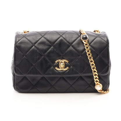 マトラッセ チェーンショルダーバッグ ラムスキン ブラック ゴールド金具 シャネル バッグ CHANEL