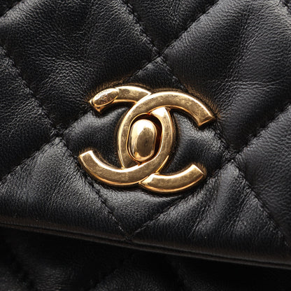 マトラッセ チェーンショルダーバッグ ラムスキン ブラック ゴールド金具 シャネル バッグ CHANEL