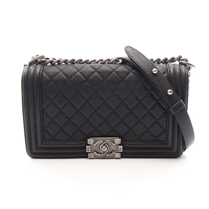 ボーイシャネル チェーンショルダーバッグ キャビアスキン ブラック シルバー金具 シャネル バッグ CHANEL