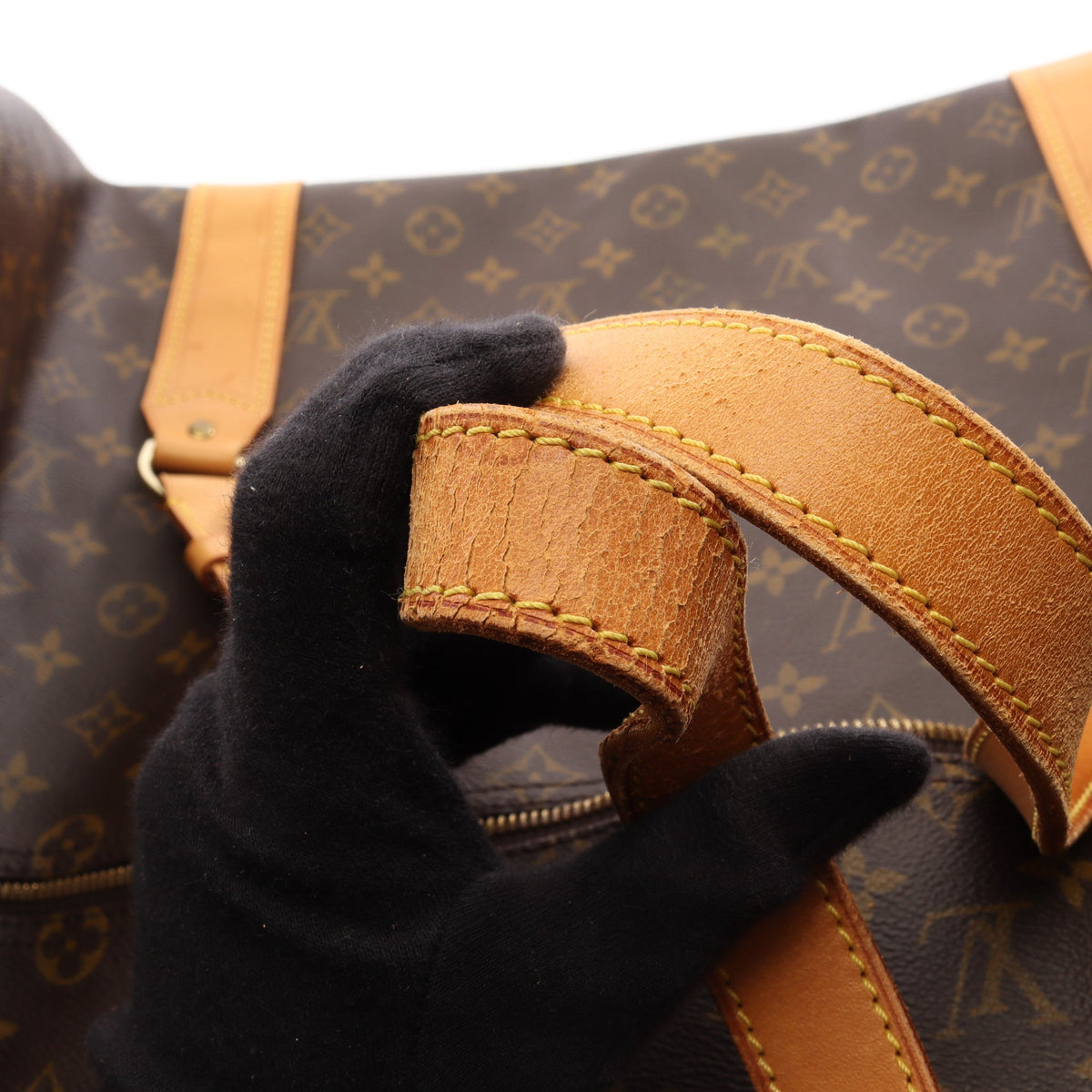 サックポロション モノグラム 2WAY ボストンバッグ PVC レザー ブラウン ルイヴィトン バッグ LOUIS VUITTON