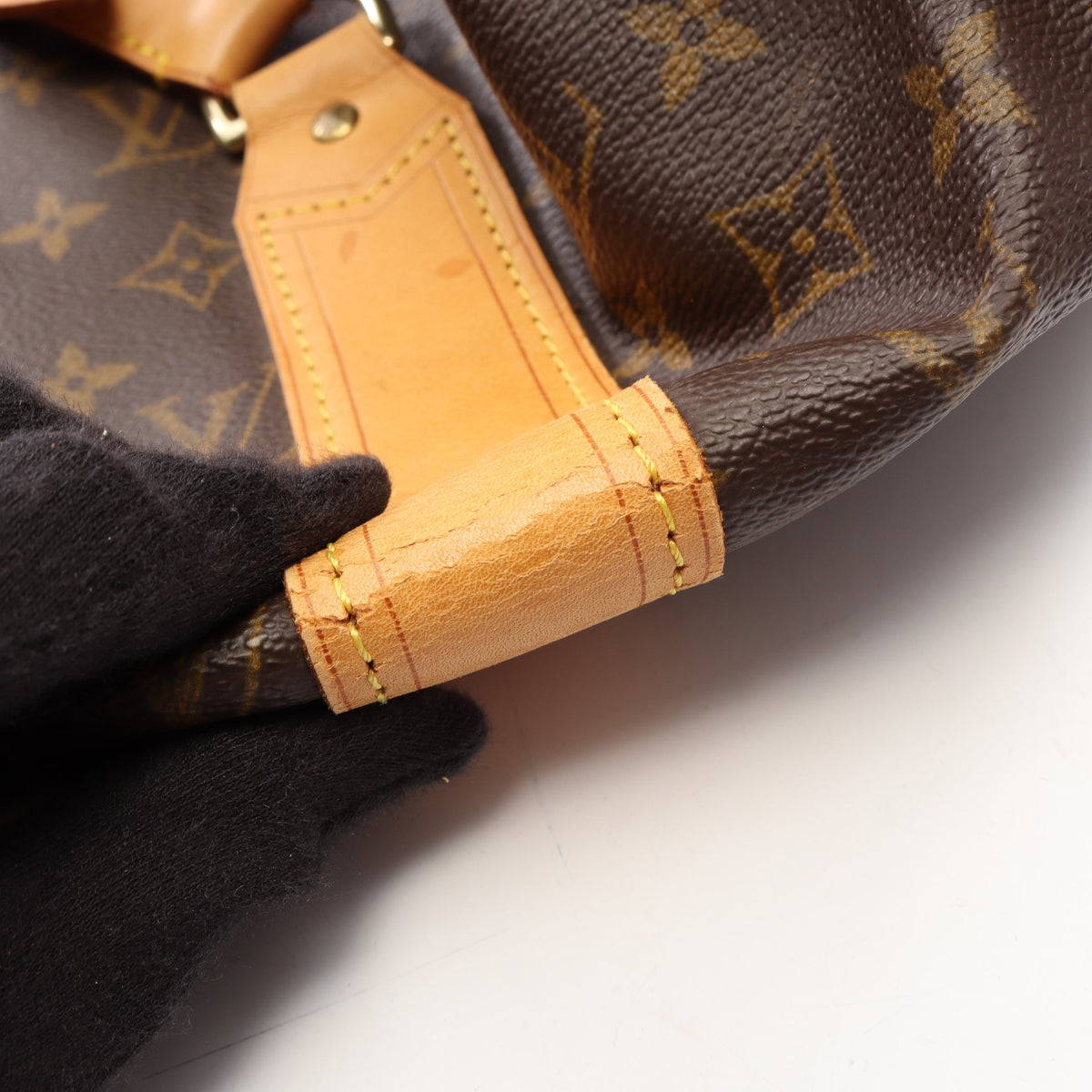 サックポロション モノグラム 2WAY ボストンバッグ PVC レザー ブラウン ルイヴィトン バッグ LOUIS VUITTON