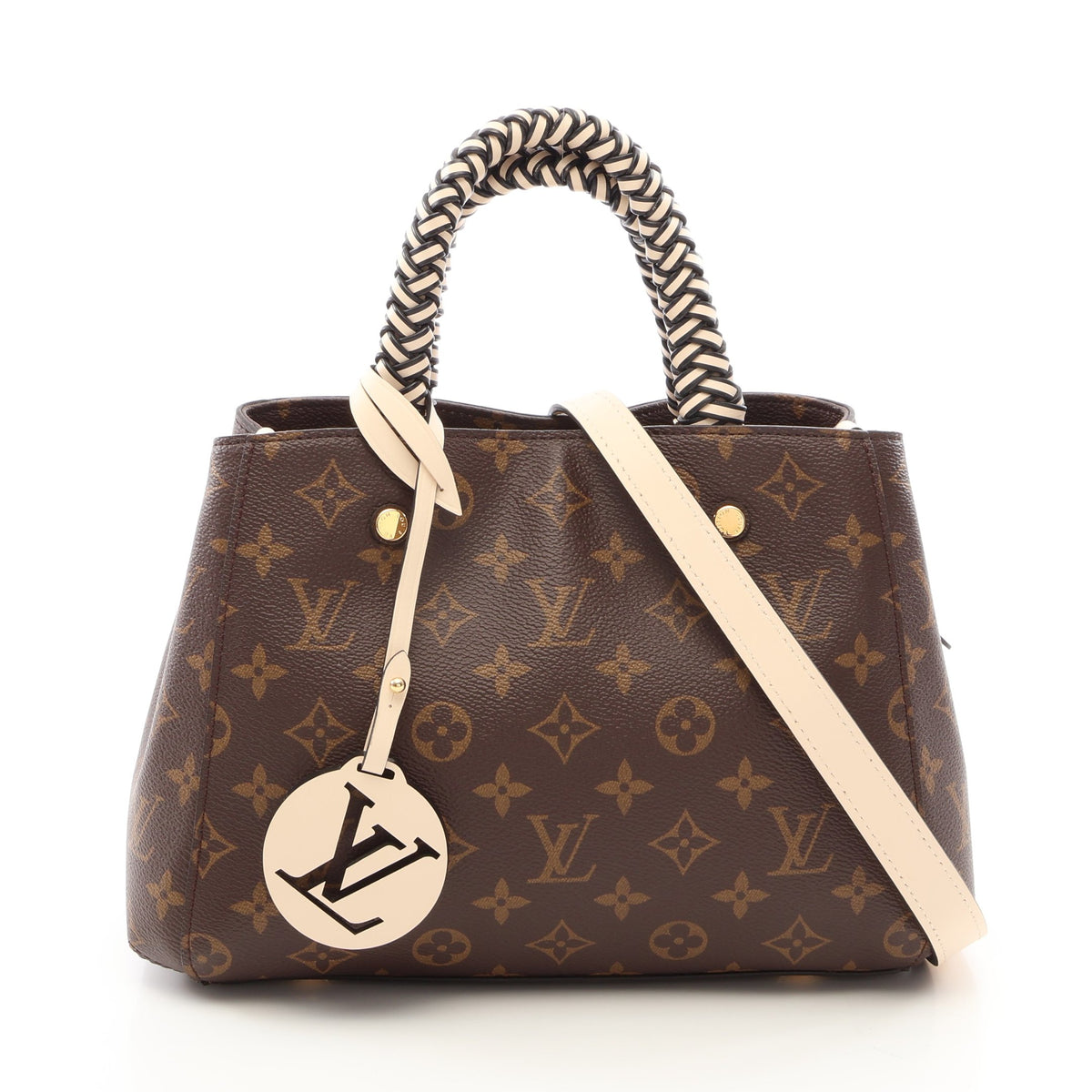 モンテーニュBB モノグラム 2WAY ハンドバッグ PVC レザー ブラウン アイボリー ブラック ルイヴィトン バッグ LOUIS VUITTON