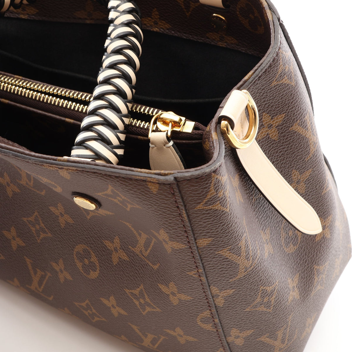 モンテーニュBB モノグラム 2WAY ハンドバッグ PVC レザー ブラウン アイボリー ブラック ルイヴィトン バッグ LOUIS VUITTON