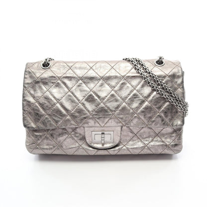 シャネル 2.55 マトラッセ マキシ Wフラップ ショルダーバッグ シルバー系 バッグ CHANEL