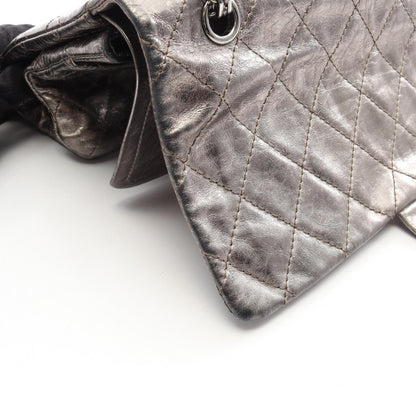 シャネル 2.55 マトラッセ マキシ Wフラップ ショルダーバッグ シルバー系 バッグ CHANEL