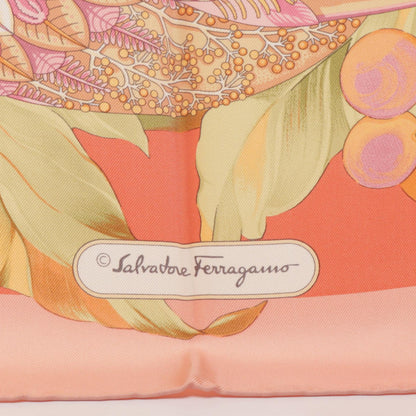 サルヴァトーレフェラガモ 総柄 スカーフ オレンジ系 ピンク系 財布・小物 SALVATORE FERRAGAMO