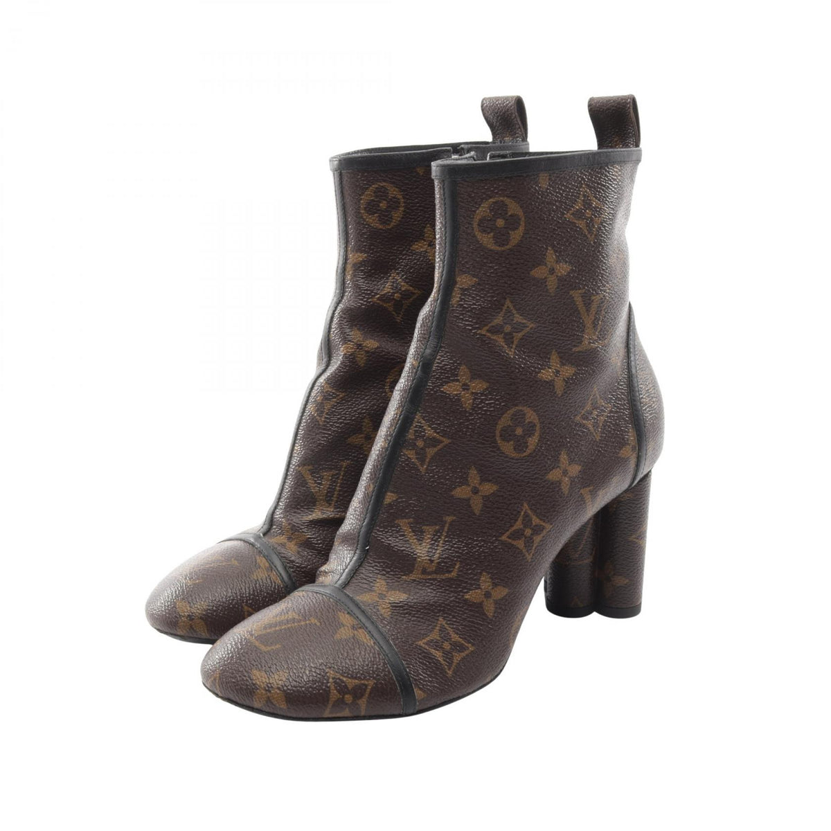 ルイ・ヴィトン シルエットライン フラワーヒール モノグラム アンクル ブーツ ブラウン系 シューズ LOUIS VUITTON