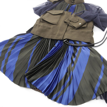 サカイ 異素材ドッキング ロングシャツ その他トップス カーキ系 ネイビー系 マルチカラー トップス SACAI