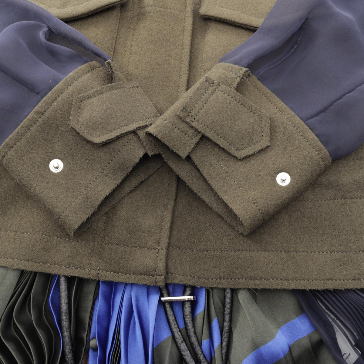 サカイ 異素材ドッキング ロングシャツ その他トップス カーキ系 ネイビー系 マルチカラー トップス SACAI