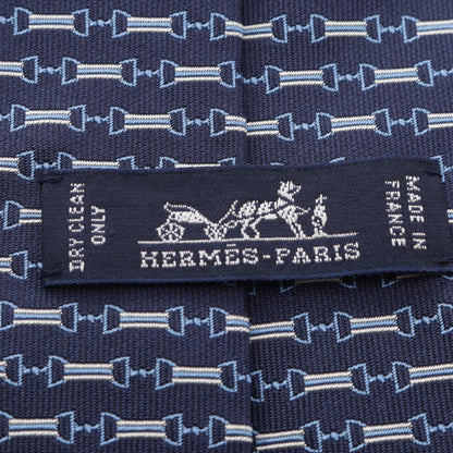 エルメス 総柄 ネクタイ ネイビー系 シルク 財布・小物 HERMES