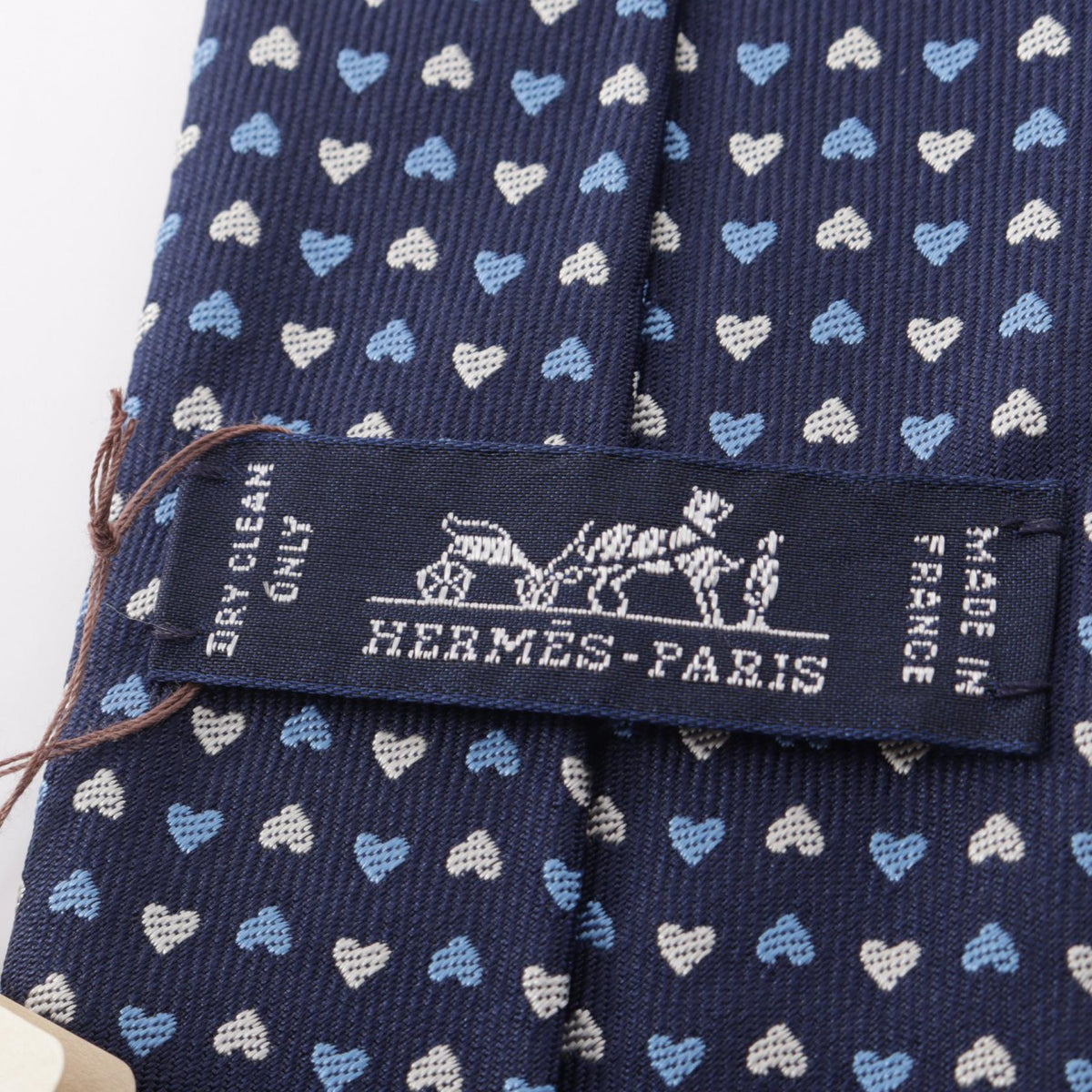 エルメス Love-Love ハート柄 ネクタイ ネイビー系 シルク 財布・小物 HERMES