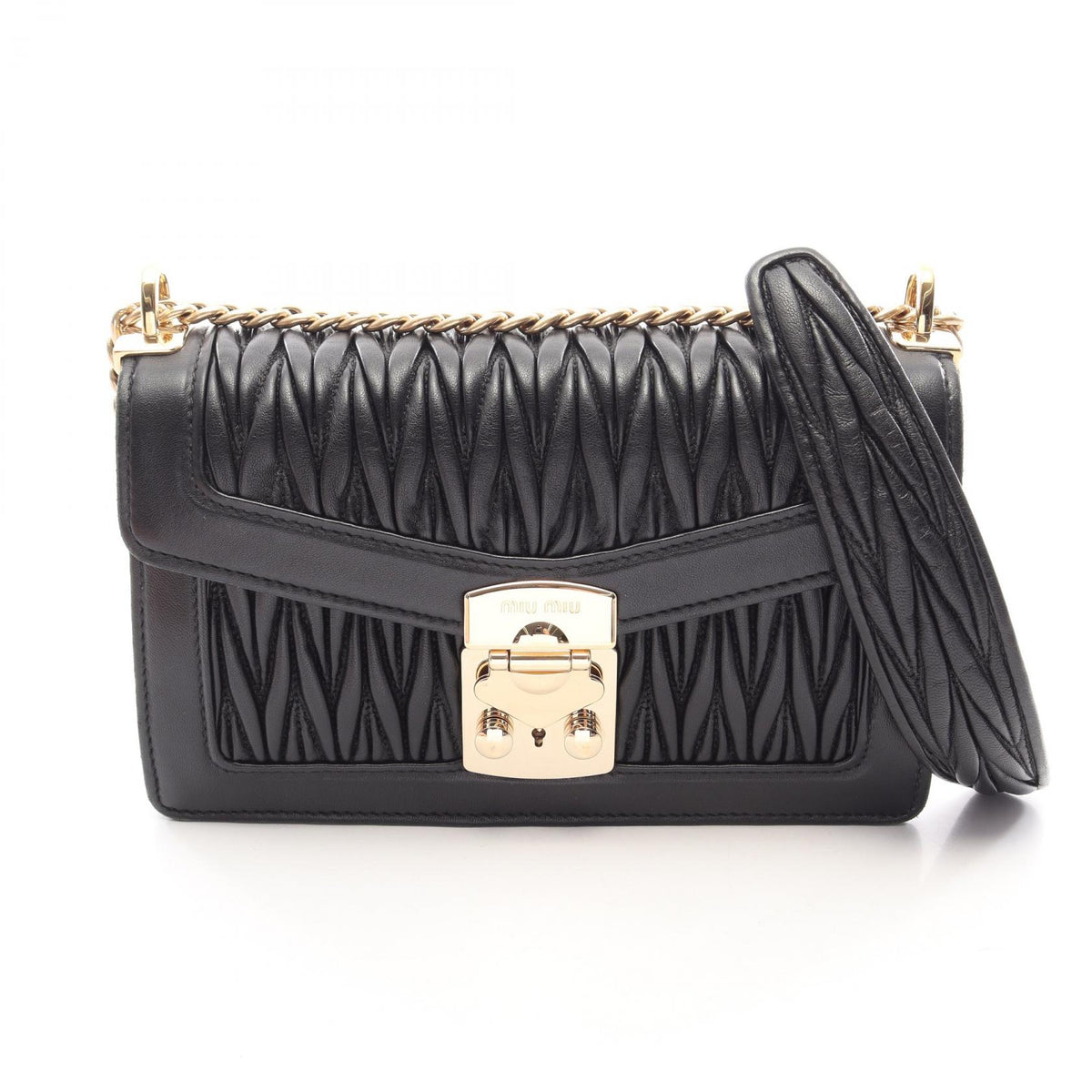 ミュウ ミュウ MATELASSE マテラッセ ショルダーバッグ ブラック系 バッグ MIU MIU