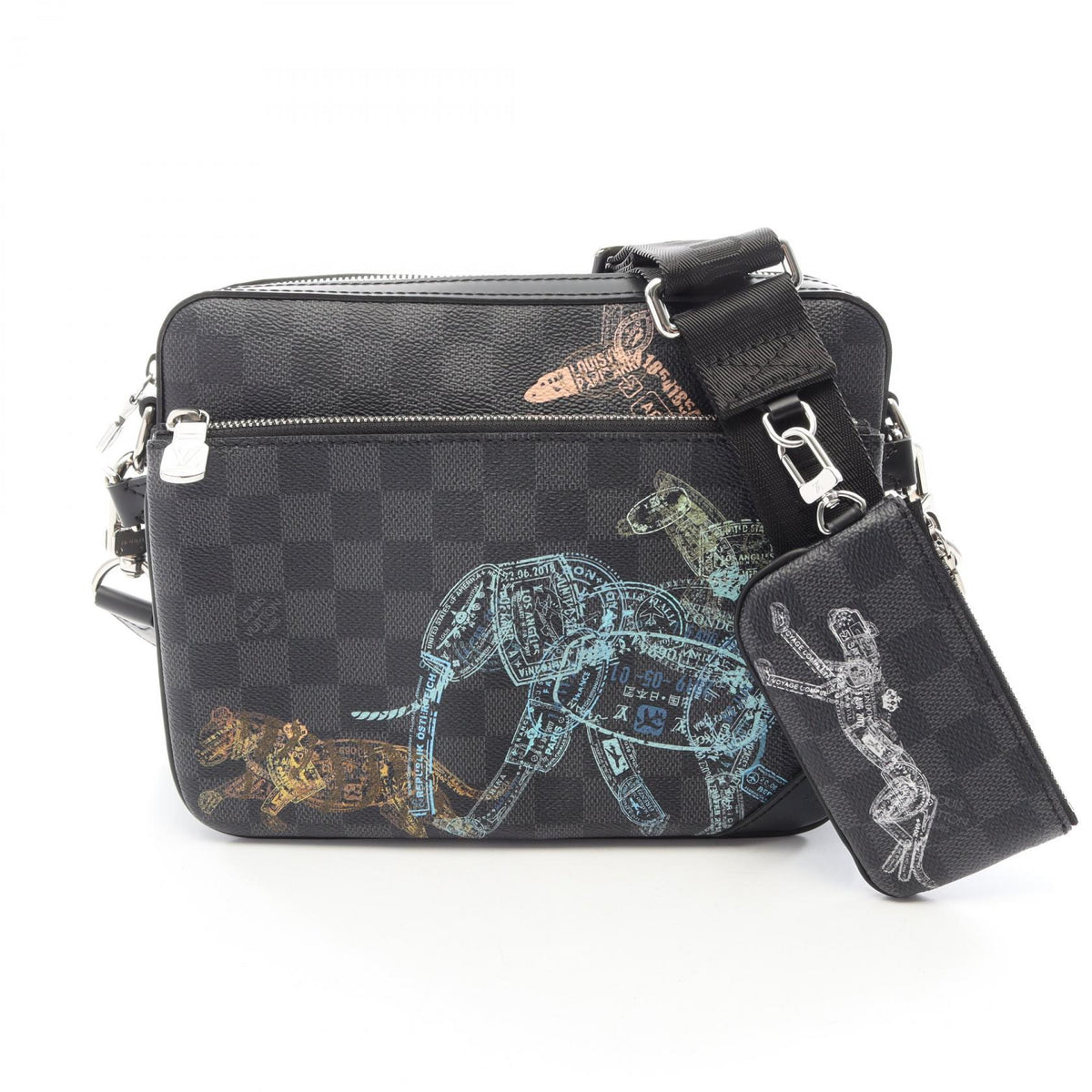 ルイ・ヴィトン トリオ メッセンジャー アニマルプリント ショルダーバッグ ブラック系 バッグ LOUIS VUITTON
