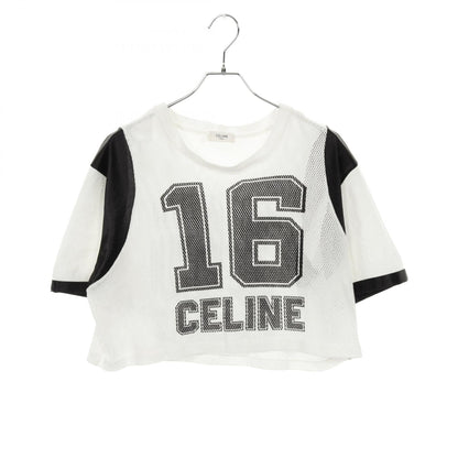 セリーヌ 16 CELINE プリント クロップド メッシュ カットソー ホワイト系 ブラック系 トップス CELINE
