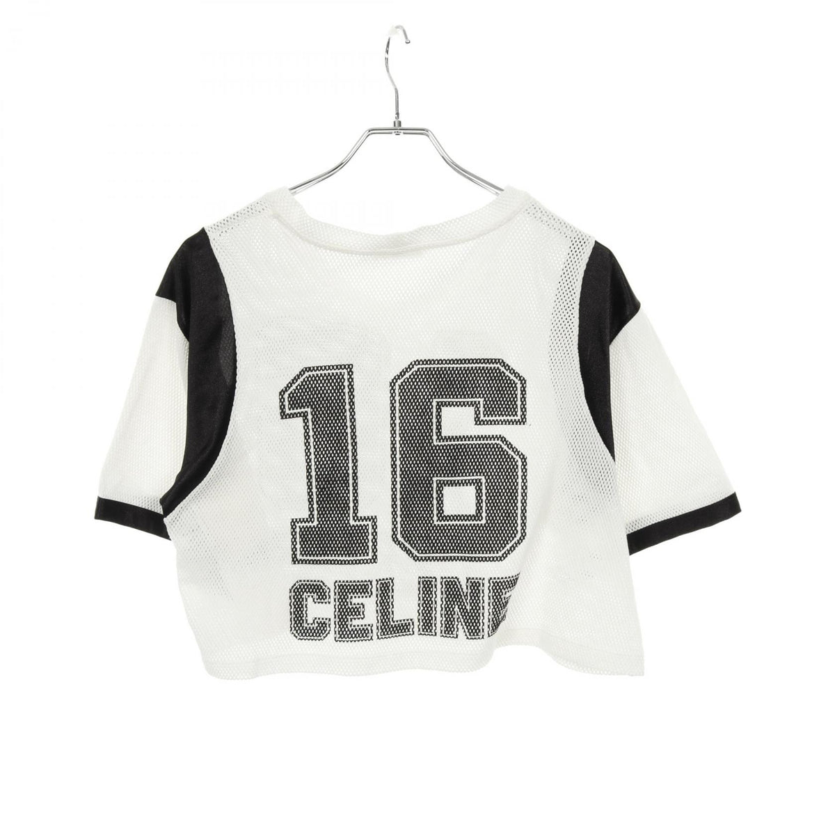 セリーヌ 16 CELINE プリント クロップド メッシュ カットソー ホワイト系 ブラック系 トップス CELINE