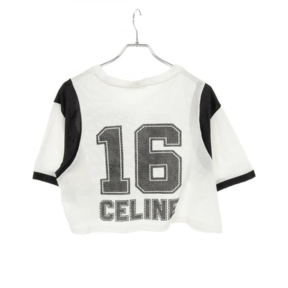セリーヌ 16 CELINE プリント クロップド メッシュ カットソー ホワイト系 ブラック系 トップス CELINE