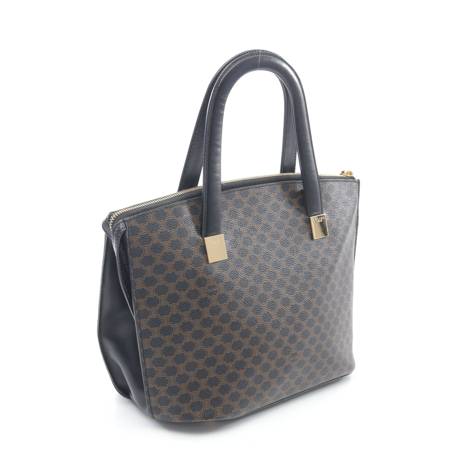 マカダム ハンドバッグ PVC レザー ブラック ブラウン セリーヌ バッグ CELINE