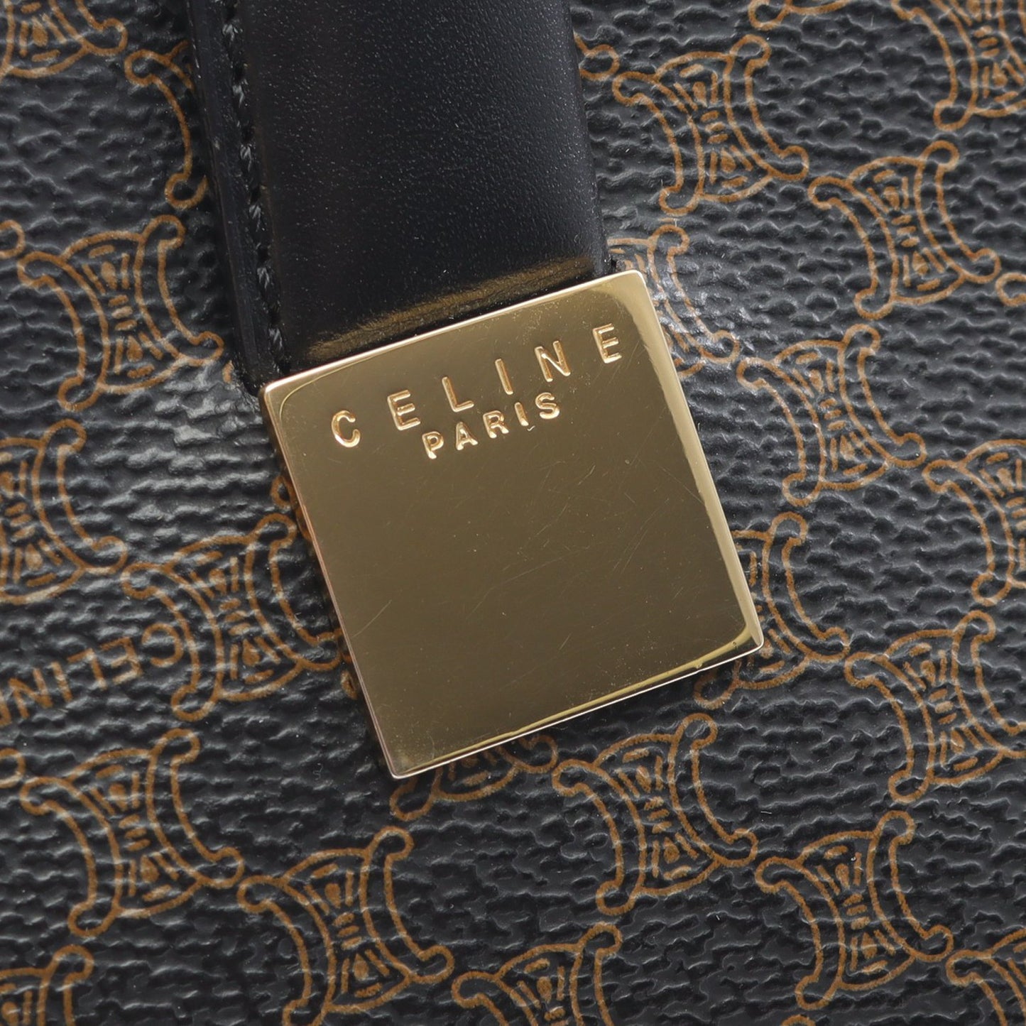 マカダム ハンドバッグ PVC レザー ブラック ブラウン セリーヌ バッグ CELINE