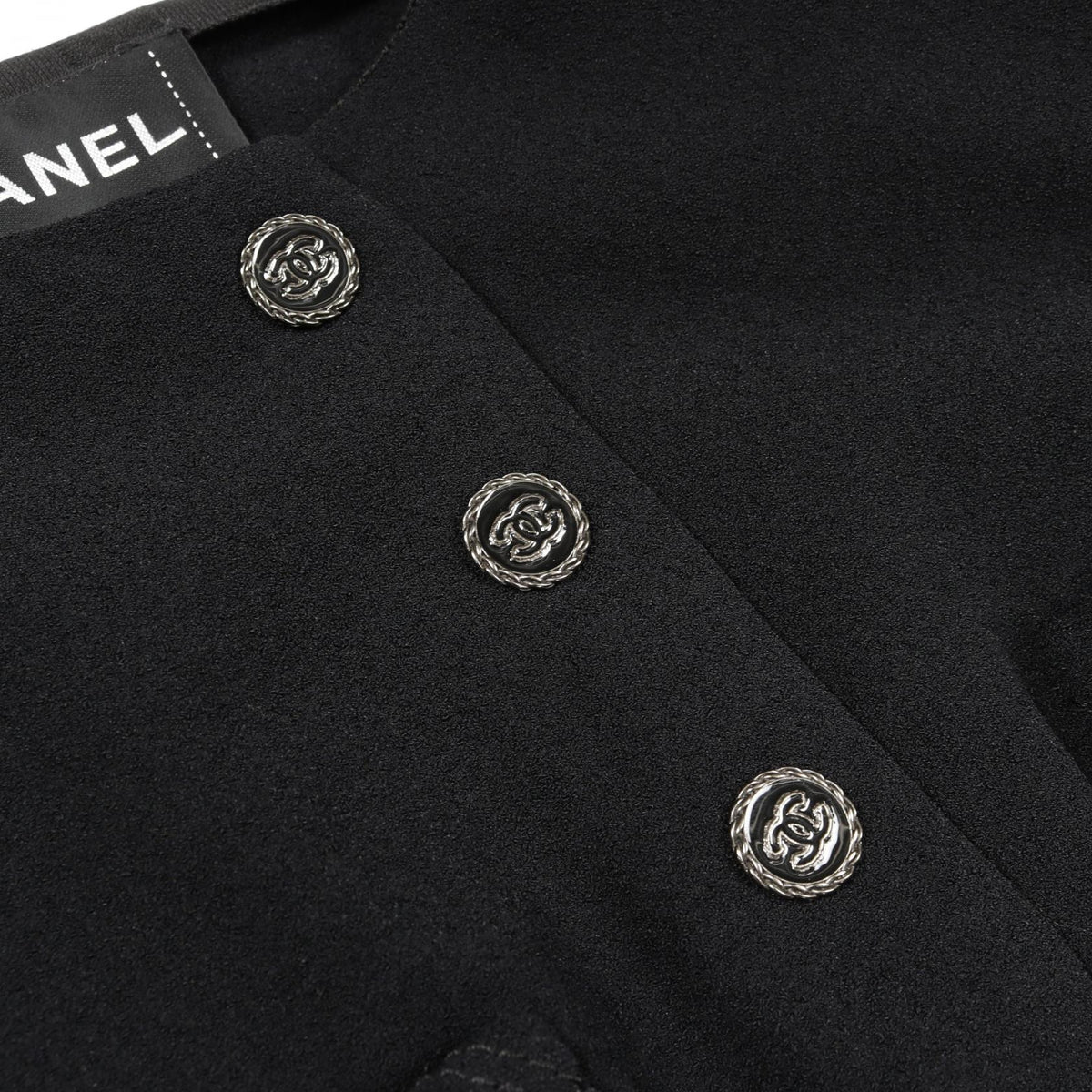 シャネル ココマークボタン ノーカラージャケット ブラック系 アウター CHANEL