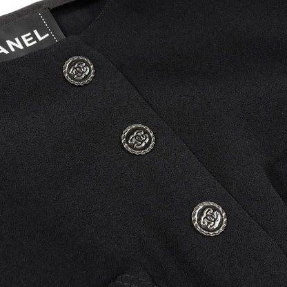シャネル ココマークボタン ノーカラージャケット ブラック系 アウター CHANEL