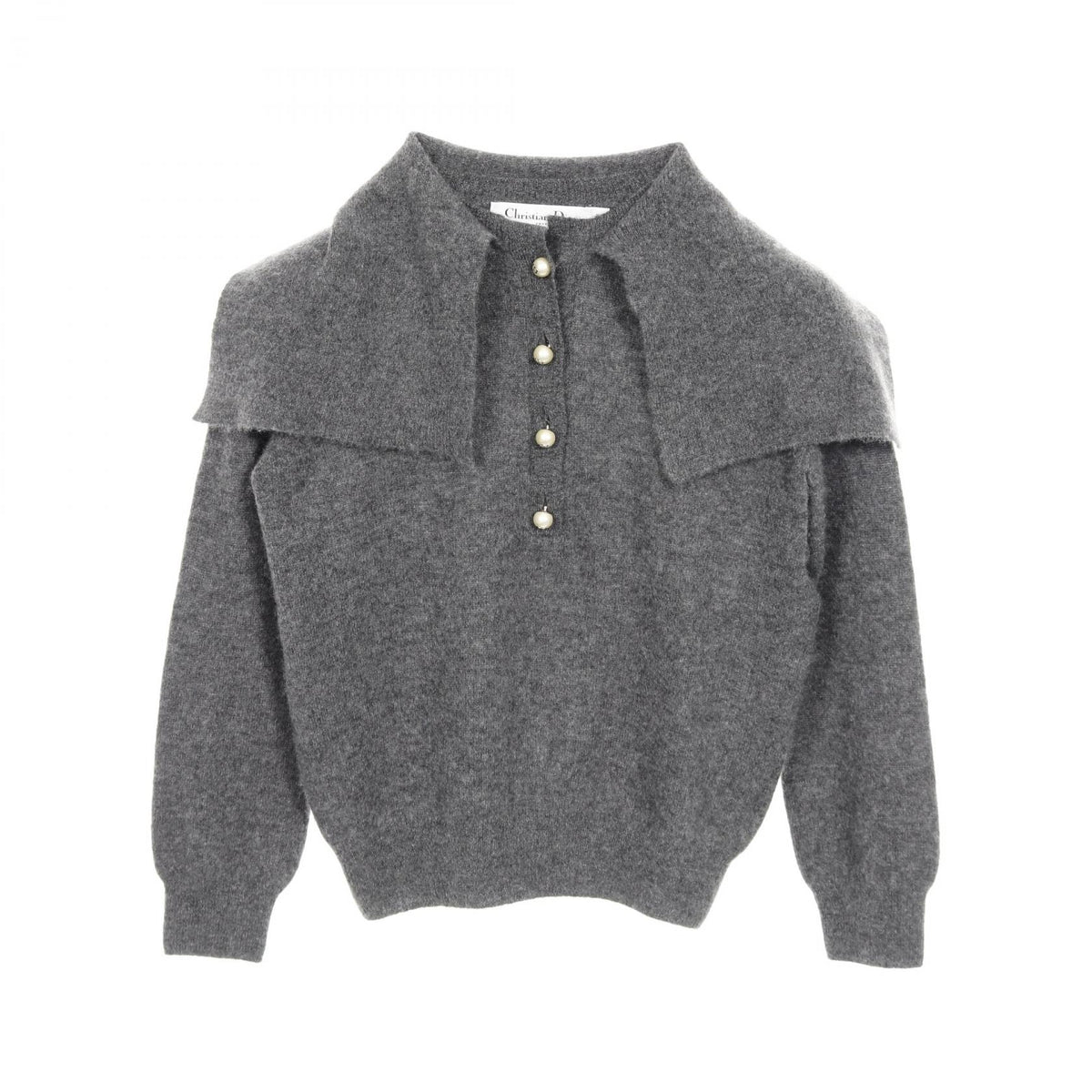 ディオール CDロゴ パールボタン ニット グレー系 トップス DIOR