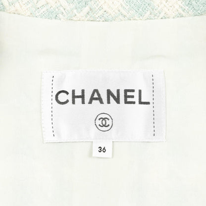 シャネル ココマークビジューボタン ツイード その他ジャケット ブルー系 ホワイト系 アウター CHANEL