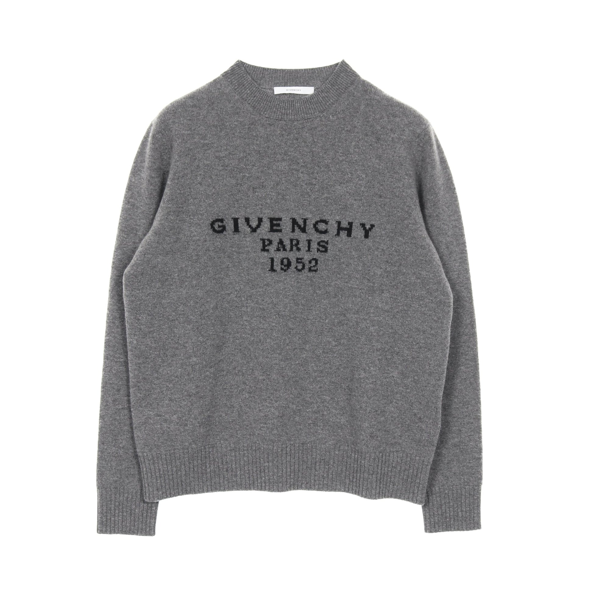 ニット クルーネック ウール カシミヤ グレー ジバンシィ トップス GIVENCHY