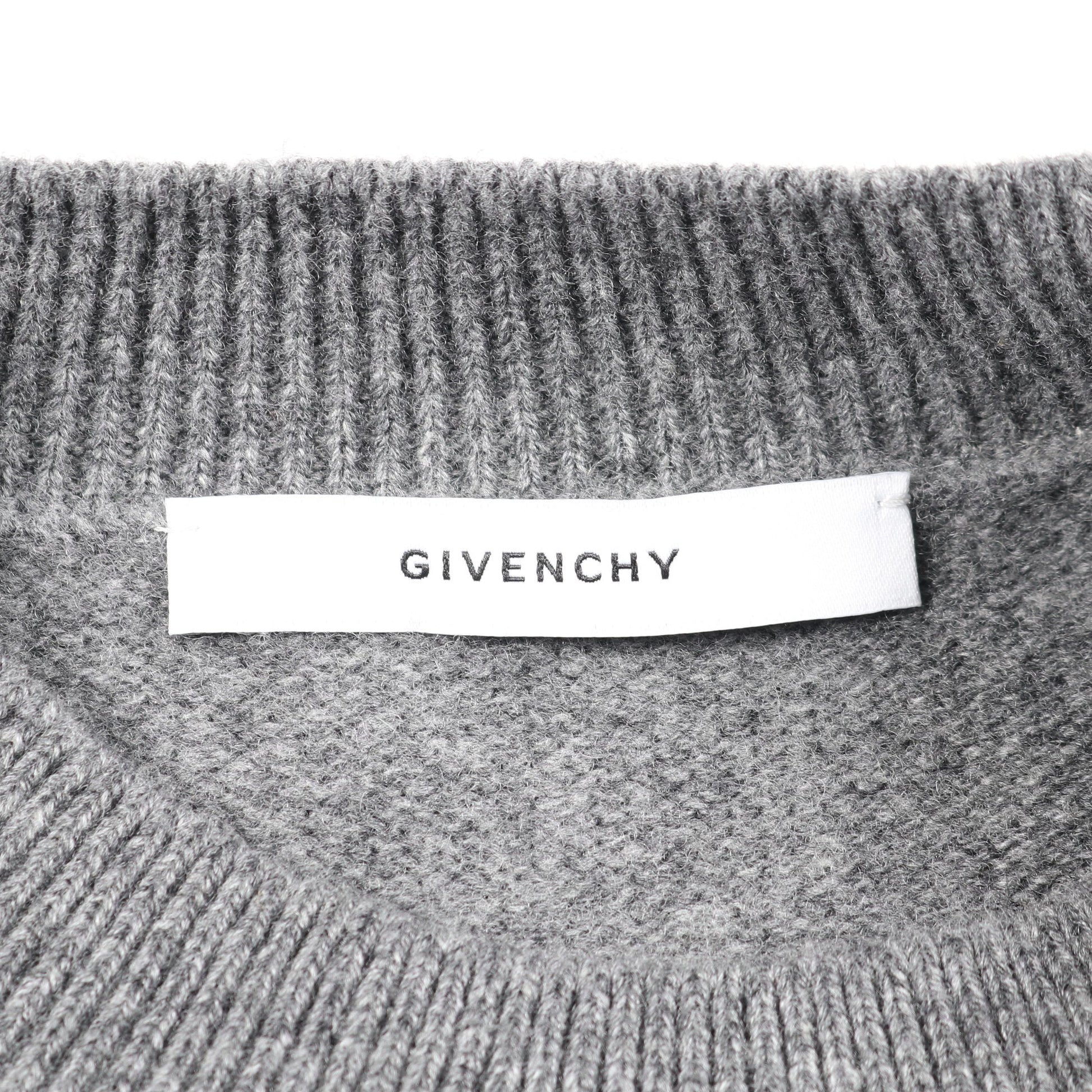ニット クルーネック ウール カシミヤ グレー ジバンシィ トップス GIVENCHY