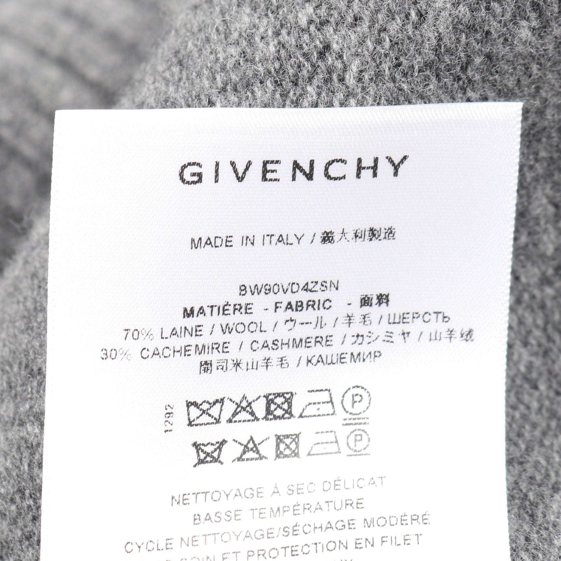 ニット クルーネック ウール カシミヤ グレー ジバンシィ トップス GIVENCHY