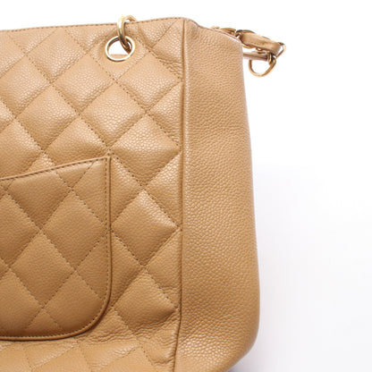 マトラッセ PST チェーンショルダーバッグ チェーントートバッグ キャビアスキン ベージュ ゴールド金具 シャネル バッグ CHANEL