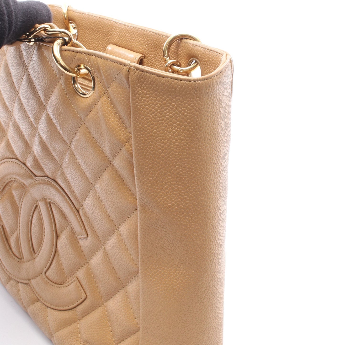 マトラッセ PST チェーンショルダーバッグ チェーントートバッグ キャビアスキン ベージュ ゴールド金具 シャネル バッグ CHANEL